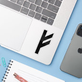 De Rune Fehu (zwart) Sticker (Laptop met iPhone)