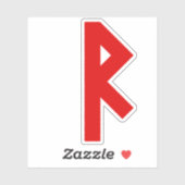 De Rune Raidho (rood) Sticker (Vel)