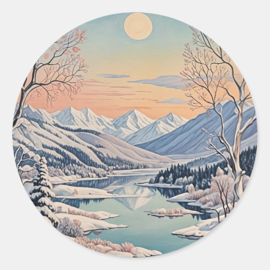 De rust van de winter ronde sticker (Voorkant)