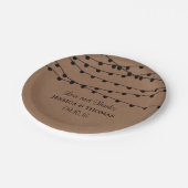 De Rustic Kraft Snoerlichtjes Bruiloftscollectie Papieren Bordje (Gekanteld)