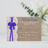 De rustieke Blue Bow Wedding Collectie RSVP-kaart RSVP Kaartje (Staand voorkant)