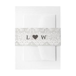 De rustieke Grijze & Witte Band van de Buik van Uitnodigingen Wikkel