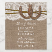 De Rustieke Hoefijzer Bruiloftcollectie Wijn Etiket (Enkel label)