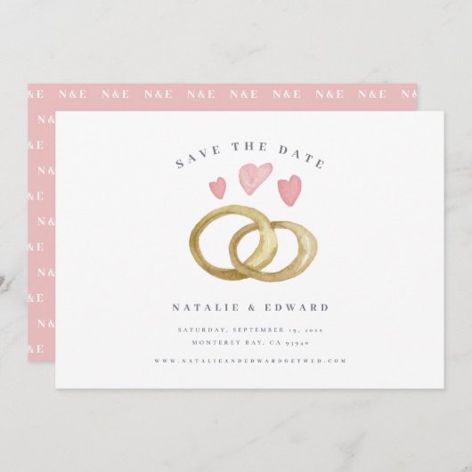 de rustige waterverf trouwring sparen de datum (Voorkant / Achterkant)