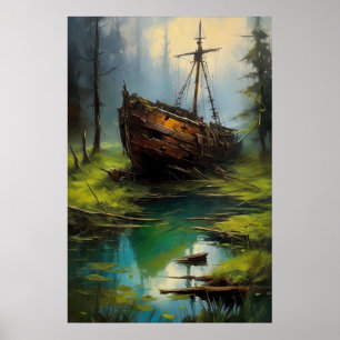 De rustplaats van het houten schip poster