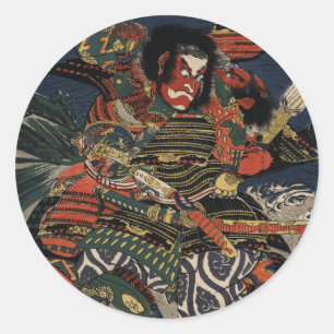 De samurai-strijders Tadanori en Noritsune Ronde Sticker
