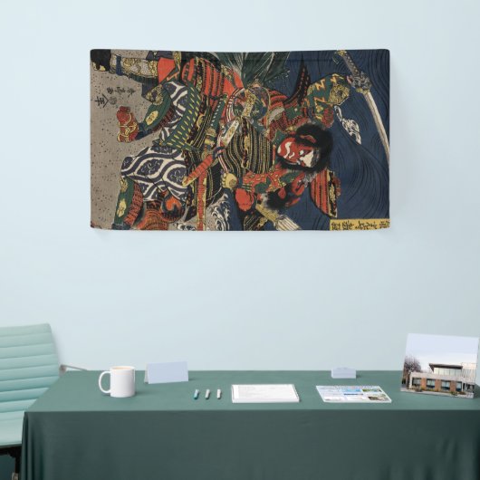 De samurai-strijders Tadanori en Noritsune Spandoek (Beurs)