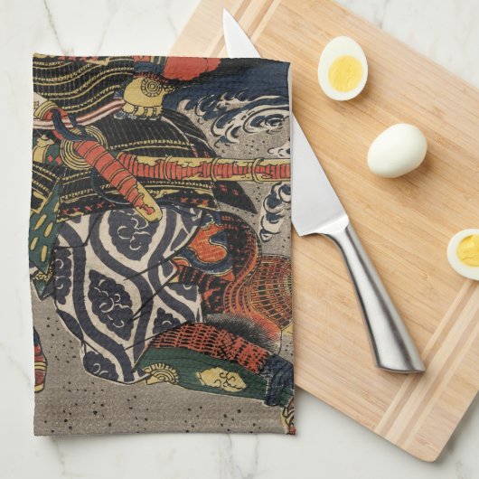 De samurai-strijders Tadanori en Noritsune Theedoek (Quarter Fold)