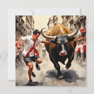 De San Fermin parade in Spanje Feestdagenkaart