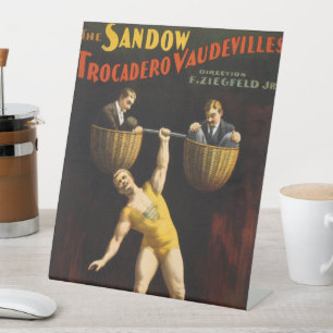 De Sandow Eugen Sandow variété zwakke lifter Reclamebord Met Voetstuk