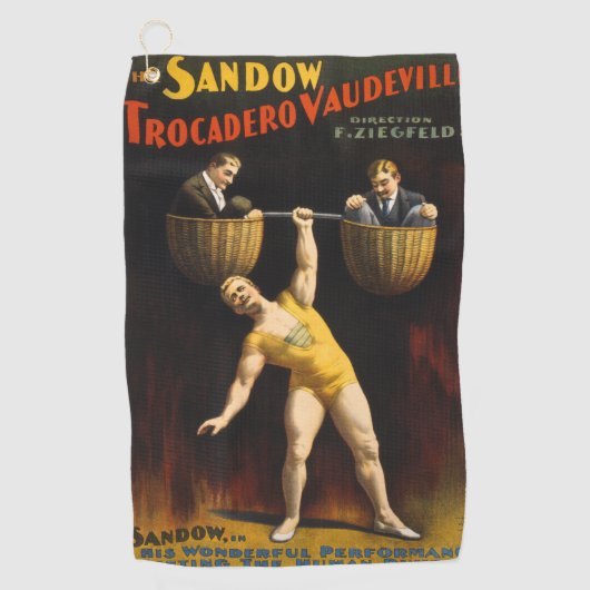 De Sandow Eugen Sandow Vaudeville Gewichtheffer Golfhanddoek (Voorkant)