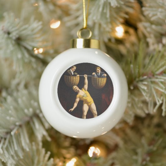 De Sandow Eugen Sandow Vaudeville Gewichtheffer Keramische Bal Ornament (Boom)