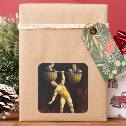 De Sandow Eugen Sandow Vaudeville Gewichtheffer Vierkante Sticker (Feestdagen)