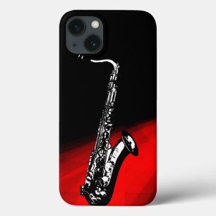 De saxofone (rood en zwart) iPhone 13 hoesje
