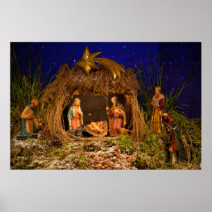 De scène van de geboorte van Christus Poster