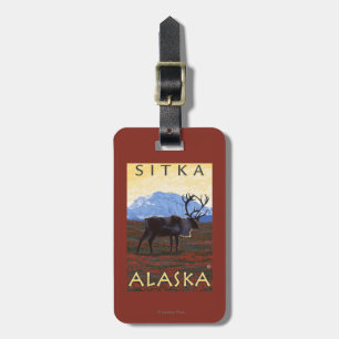De Scène van de kariboe - Sitka, Alaska Bagagelabel