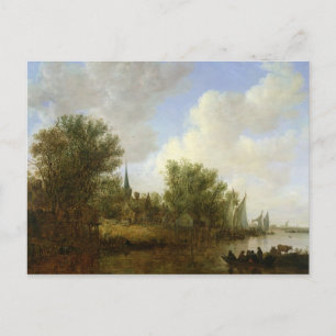 De scène van de rivier met een Uitzicht van Oversc Briefkaart