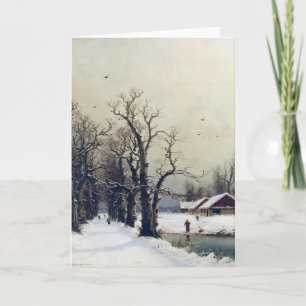 De scène van de winter, 19de eeuw feestdagen kaart