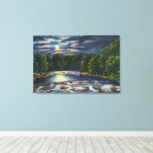 De Scène van het moonlight op de Creek van de Catv Canvas Afdruk (Insitu (Houten vloer))