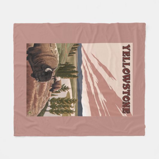 De Scène van YellowstoneBison Fleece Deken (Voorkant (Horizontaal))