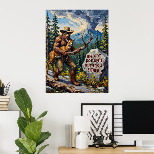 De scepticus van de bergen: het Uitzicht van Bigfo Poster