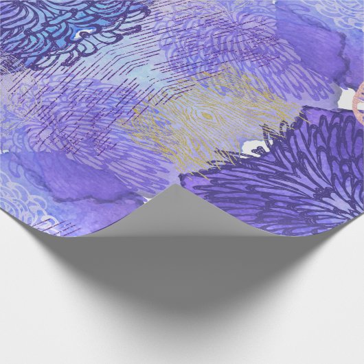 De schaduw van Lavender en Groene Abstracte Bloeme Cadeaupapier (Hoek)