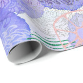 De schaduw van Lavender en Groene Abstracte Bloeme Cadeaupapier (Rol Hoek)