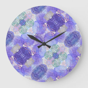 De schaduw van Lavender en Groene Abstracte Bloeme Grote Klok