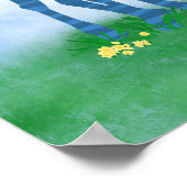 De schattige giraferblauwe groene poster van de gr (Hoek)