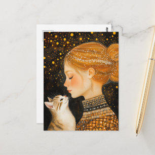 De Schattige Kat en een Vrouw Briefkaart
