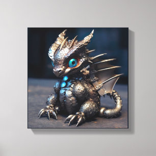 De Schattige Metal Baby Dragon Canvas Afdruk