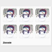 De Schattige Puffy Snowman Vierkante Sticker (Vel)