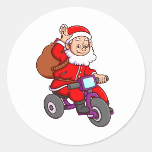 De schattige Sinterklaas rijdt op de fiets en wav Ronde Sticker