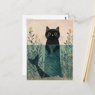 De Schattige Zeemeermin Zwarte Kitty Briefkaart