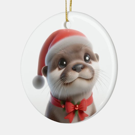 De Schattigee kerstotter Keramisch Ornament (Links)