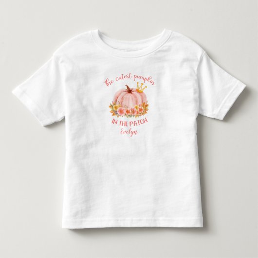 De Schattigee pompoen in de Patch Herfst Naam Roze Kinder Shirts (Voorkant)