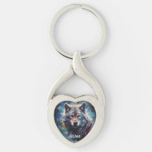 De Schattigee Waterverf Wolf Sleutelhanger