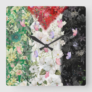 De Schattigste Palestijnse Wandklok Met Bloemkaart Vierkante Klok