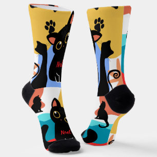 De Schattigste Zwarte Kat Soks - Zwarte Kat Cadeau Sokken