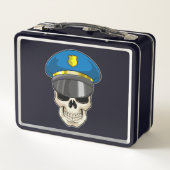 De schedel als politieagent met pet van politie (Achterkant)