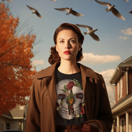 De schedel barsten met bloemen t-shirt