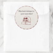 De schedel en een boek ronde sticker (Tas)