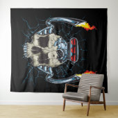 De schedel met de extra grote motor van de auto wandkleed (In Situ (horizontaal))