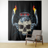 De schedel met de extra grote motor van de auto wandkleed (In situ)
