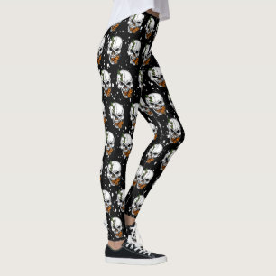 De schedel met de zwarte achtergrond van Monarch B Leggings