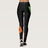 De schedel met lange haar, groen Pet en hoofdtelef Leggings (Achterkant)