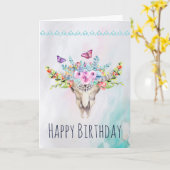 De Schedel van Boho met de Verjaardag van Vlinders Kaart (Gele Bloem)