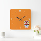 De Schedel van de Suiker van Halloween - het Art. Vierkante Klok (Huis)