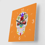 De Schedel van de Suiker van Halloween - het Art. Vierkante Klok (Hoek)