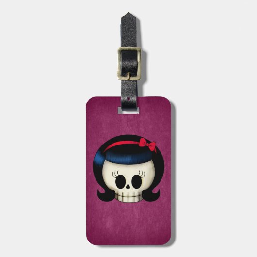 De schedel van Rockabilly Girl Bagagelabel (Voorkant verticaal)